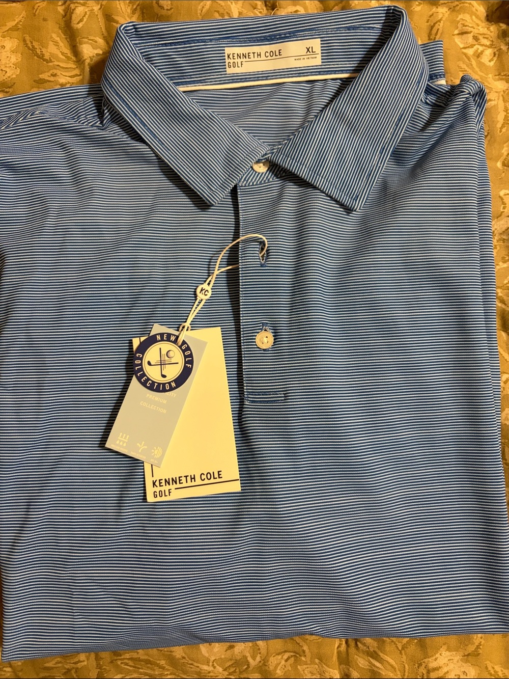 Kenneth Cole Blue Micro-Striped Golf Polo